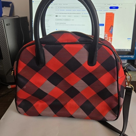 Vera Bradley Red and Black Plaid Satchel - Picture 3 of 3